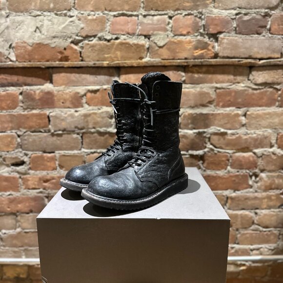 Rick Owens Combat Boots – Blistered Leather – 45492 – Size EU 41 / US 8 - Picture 3 of 11